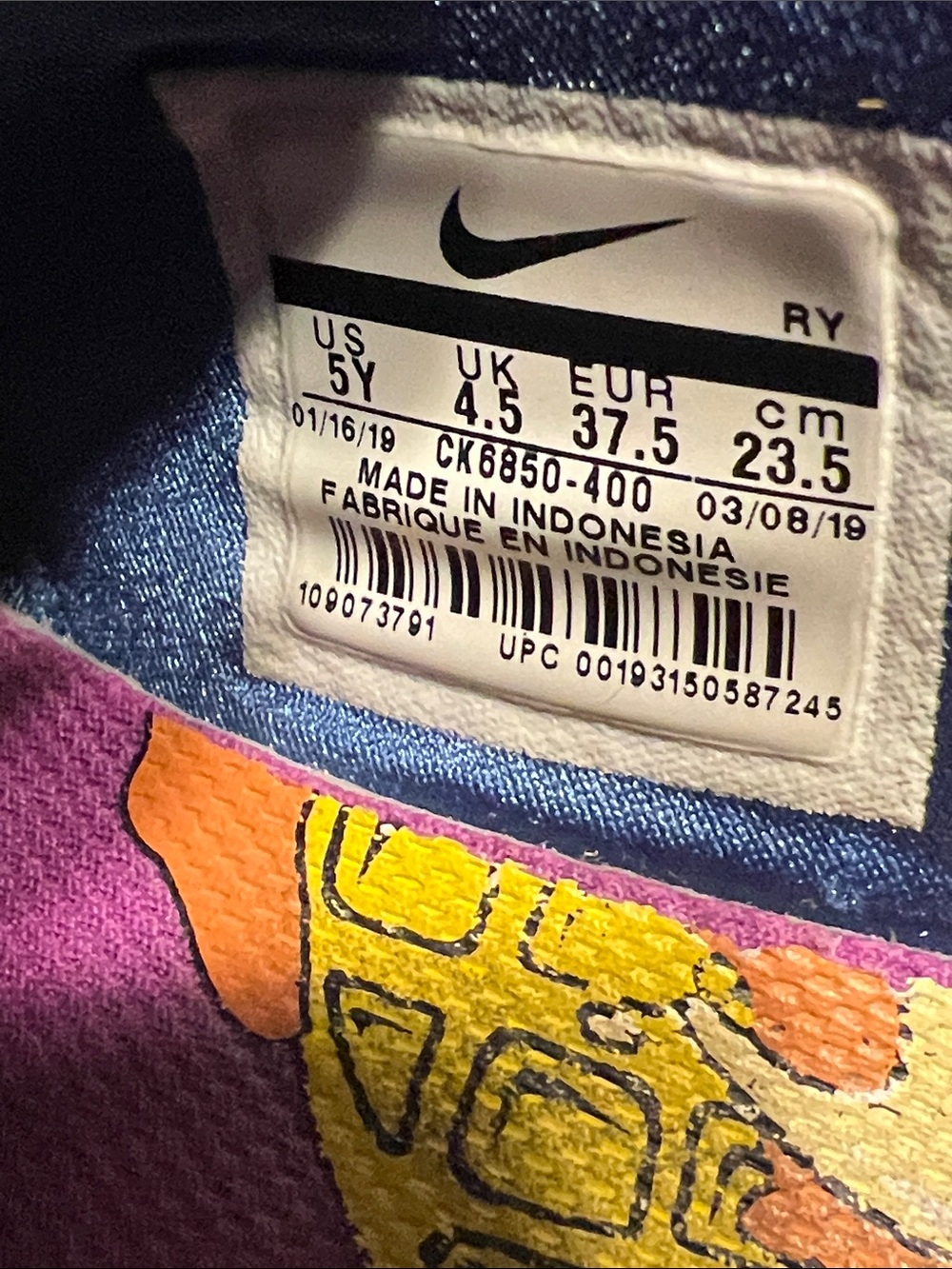 Nike Kids Slip-On Sneakers in Teal, Pink, Orange - Picture 5 of 9